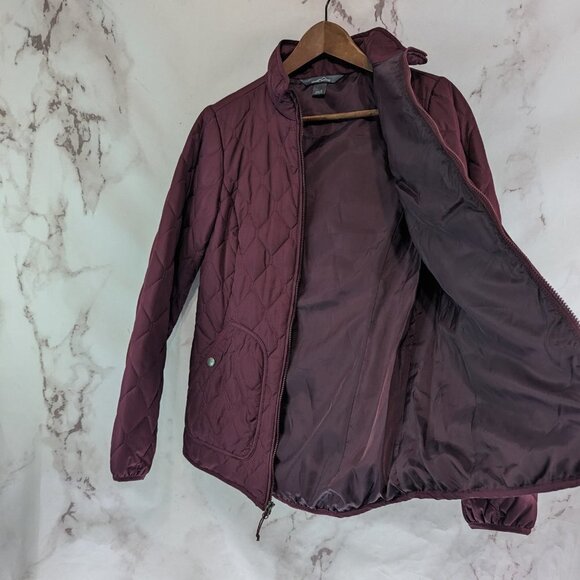 Eddie Bauer Puffer Jacket Women Small Red Maroon Coat Quilted Packable No Hood - Picture 9 of 11